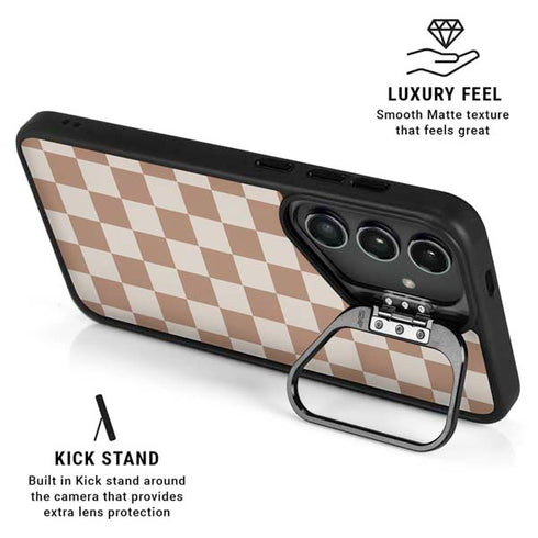 Neutral Checkered Galaxy S24 FE Kickstand Case